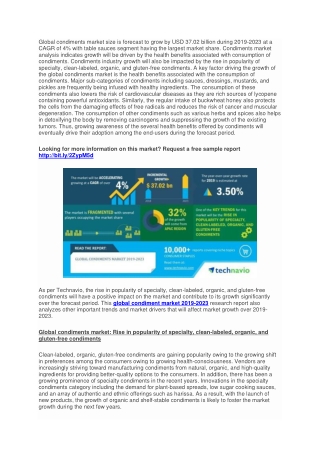 Condiments Market Size, Share & Trends Analysis Report By Product, Distribution Channel, Regional Outlook And Global Seg