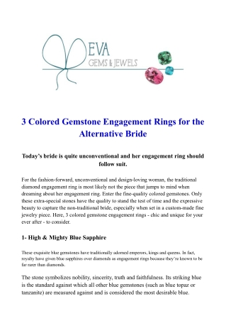 3 Colored Gemstone Engagement Rings for the Alternative Bride