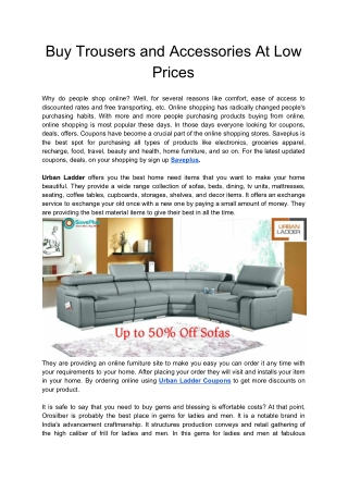 Buy Trousers and Accessories At Low Prices