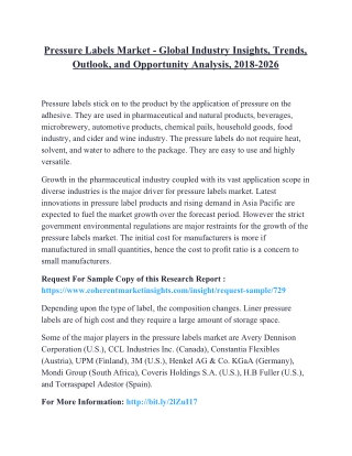Pressure Labels Market - Global Industry Insights, Trends, Outlook, and Opportunity Analysis, 2018-2026