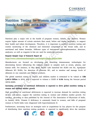 Nutrition Testing In Women and Children Market - Trends And Size 2018-2026