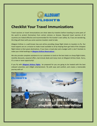 Checklist Your Travel Immunizations