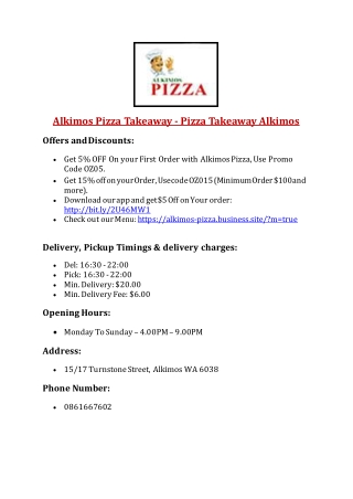 5% off - Alkimos Pizza Takeaway - Pizza Restaurant in Alkimos