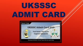 UKSSSC Admit Card 2019 PDF | Jr. Engineer Hall Ticket & Exam Center