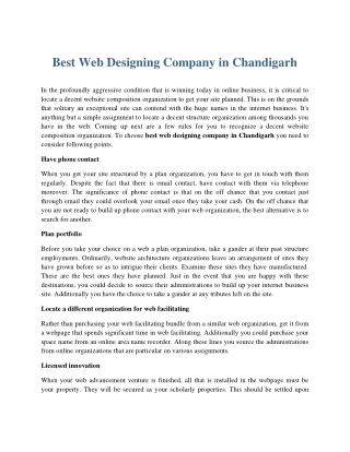 Best Web Designing Company in Chandigarh