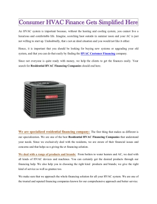 hvac customer financing