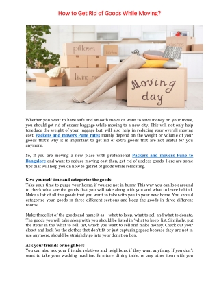 How to Get Rid of Goods While Moving?
