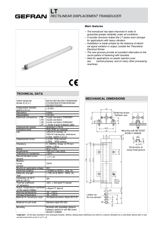 Gefran LT Rectilinear displacement transducer | Seeautomation & Engineers