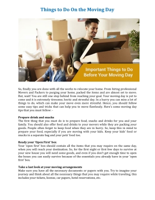 Things to Do On the Moving Day