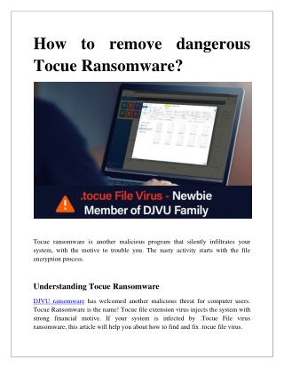 How to remove dangerous Tocue Ransomware?