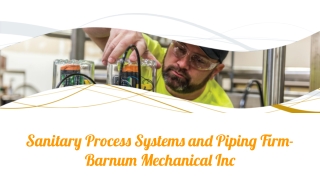 Sanitary Process Systems and Piping Firm