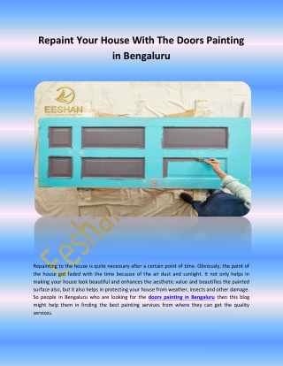 Repaint Your House With The Doors Painting in Bengaluru