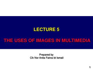 LECTURE 5 THE USES OF IMAGES IN MULTIMEDIA