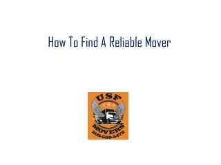 How To Find A Reliable Mover