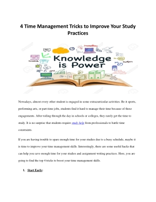 4 Time Management Tricks to Improve Your Study Practices