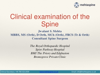 Clinical examination of the spine by Jwalant Mehta