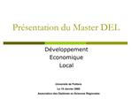 Pr sentation du Master DEL
