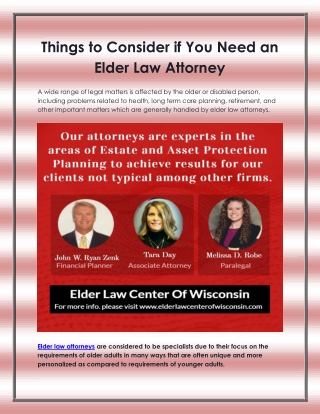 Things to Consider if You Need an Elder Law Attorney