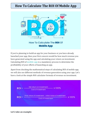 How To Calculate The ROI Of Mobile App