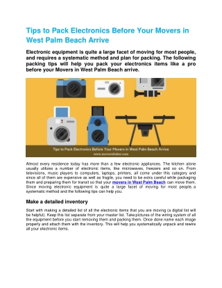 Tips to Pack Electronics Before Your Movers in West Palm Beach arrive