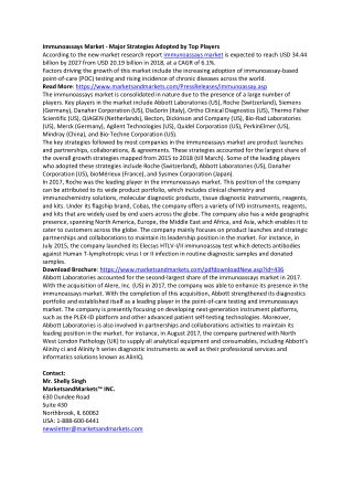 Immunoassays Market - Major Strategies Adopted by Top Players