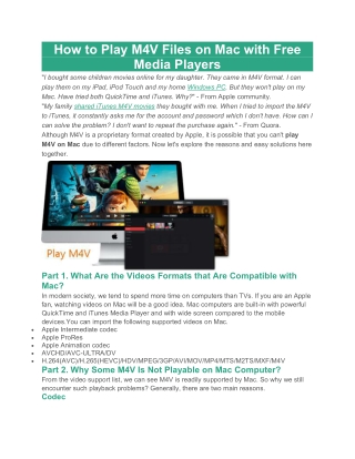 How to Play M4V Files on Mac with Free Media Players