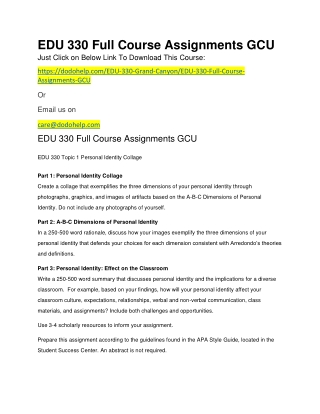 EDU 330 Full Course Assignments GCU