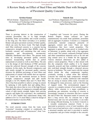 A Review Study on Effect of Steel Fibre and Marble Dust with Strength of Pavement Quality Concrete