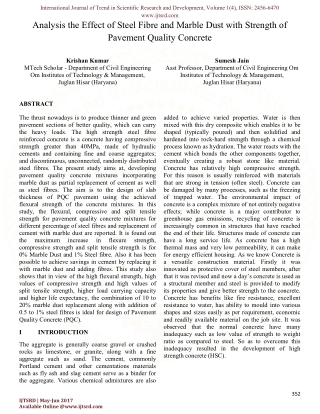 Analysis the Effect of Steel Fibre and Marble Dust with Strength of Pavement Quality Concrete