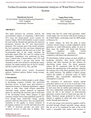Techno-Economic and Environmental Analysis of Wind-Diesel Power System
