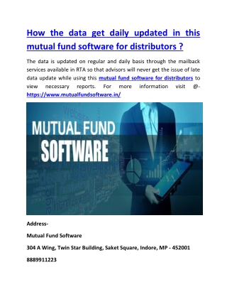How the data get daily updated in this mutual fund software for distributors ?