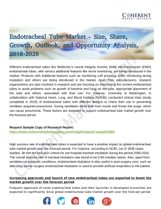 Endotracheal Tube Market Enhancement and Growth Rate Analysis 2018-2026 Forecast by Global Top Players