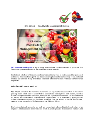 ISO 22000 — Food Safety Management System