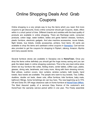 Online Shopping Deals And Grab Coupons