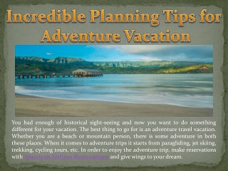 Incredible Planning Tips for Adventure Vacation