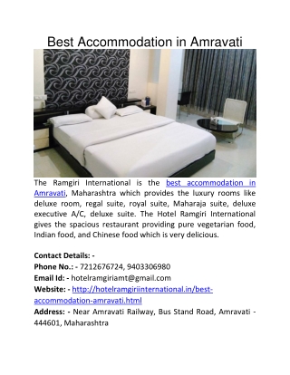 Best Accommodation in Amravati