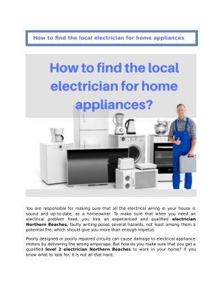 How to find local electrician for home appliances?