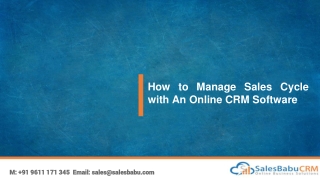 How to Manage Sales Cycle with An Online CRM Software