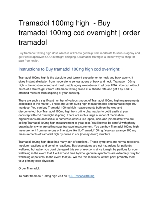 Tramadol 100mg high - Buy tramadol 100mg cod overnight | order tramadol