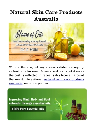 Natural Skin Care Products Australia