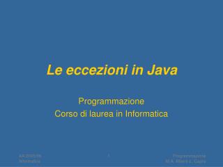 Le eccezioni in Java