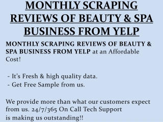 MONTHLY SCRAPING REVIEWS OF BEAUTY & SPA BUSINESS FROM YELP