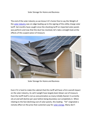 Solar Storage for Home and Business