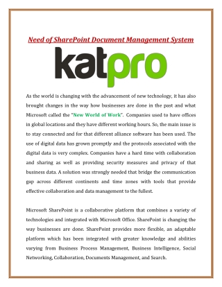 Need of SharePoint Document Management System