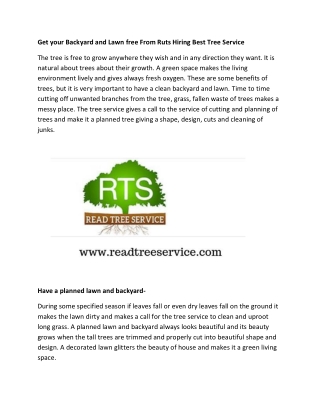 Get your Backyard and Lawn free From Ruts Hiring Best Tree Service