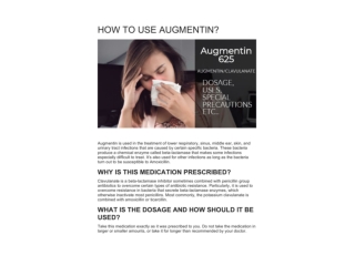HOW TO USE AUGMENTIN?