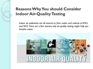 Reasons why you should consider indoor air quality testing