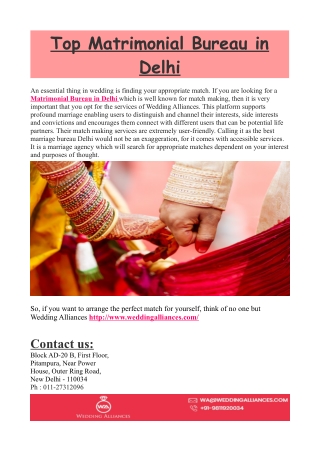 Matrimonial Bureau in Delhi