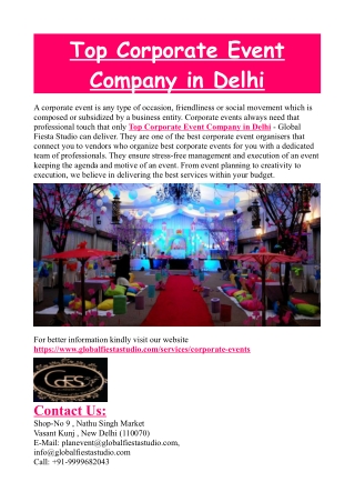 Top Corporate Event Company in Delhi