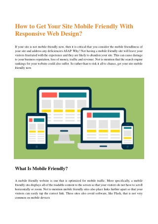 How to Get Your Site Mobile Friendly With Responsive Web Design?